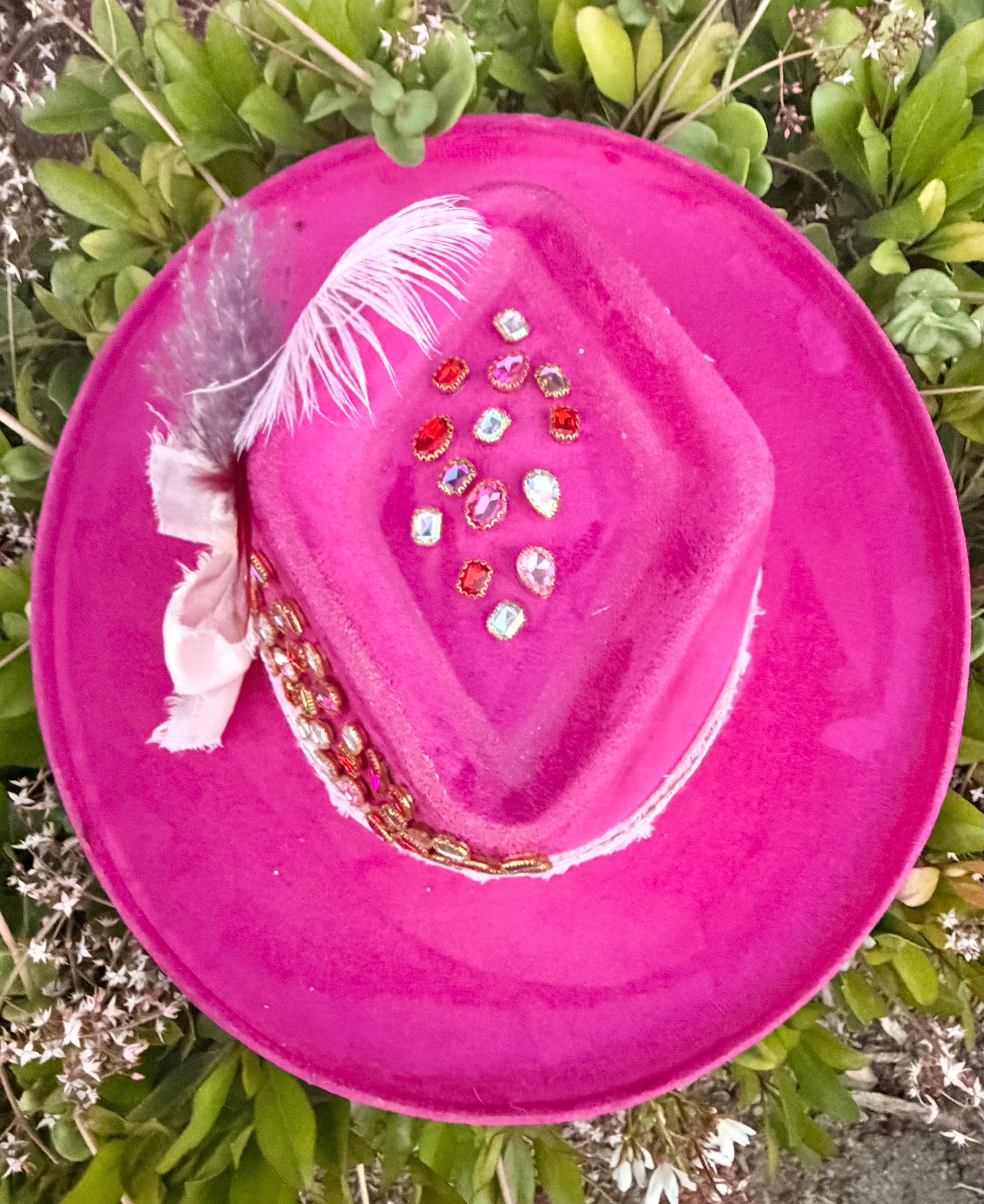 Fuchsia Western Hat, Pink Cowboy Hat, Burnt Fedora, Orange  display picture 1