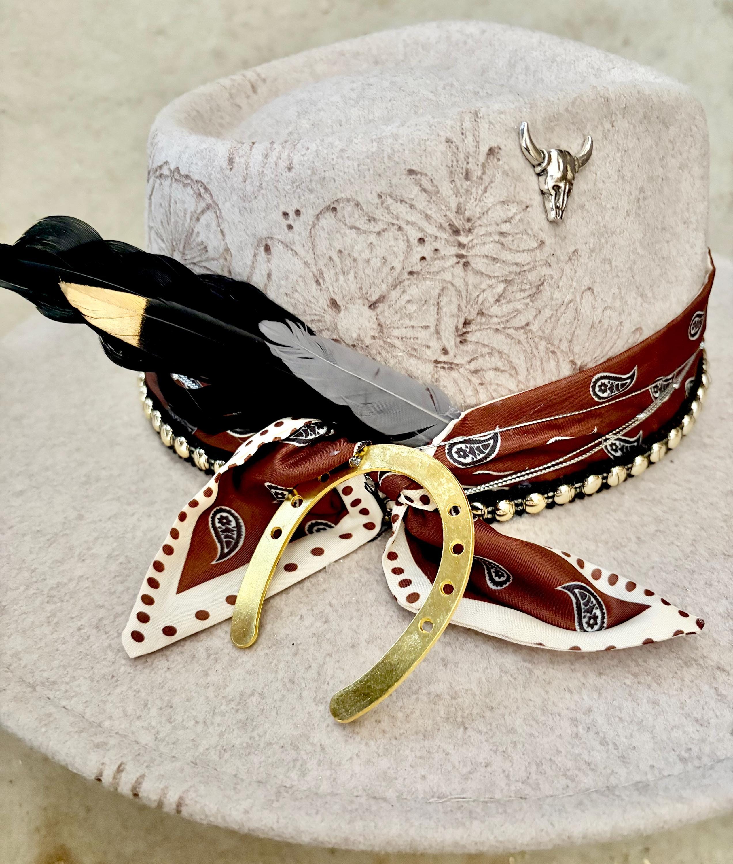 ? Stunning Mauve & Gold Boho-Chic Custom Western Festival Hat ? How To Style Your Own Custom Western Hat – Melbelle Western  main image 4