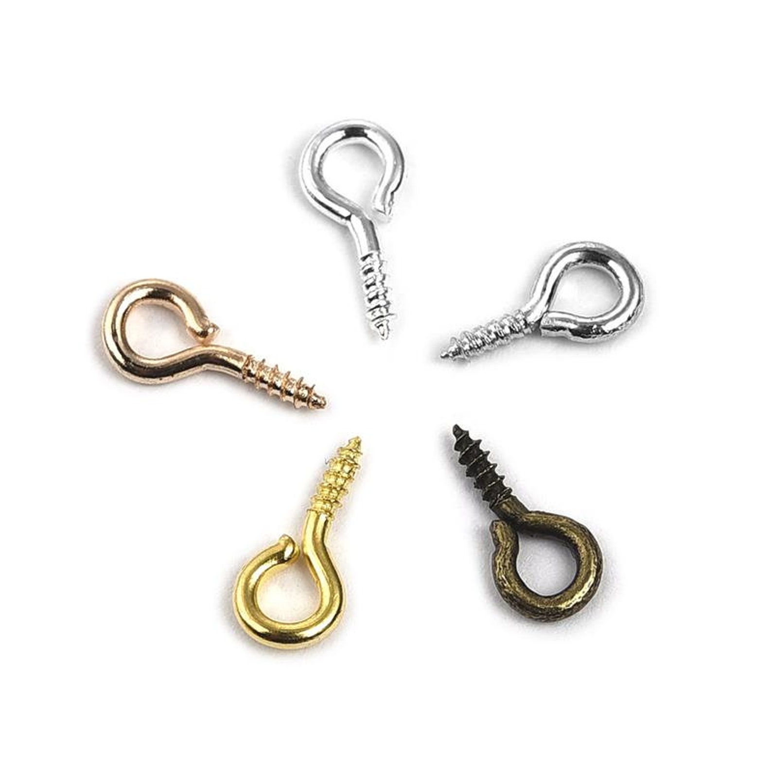 100pcs Mini Screw Eye Pin Eye Pin Eyelets Screw Hooks Threaded Etsy UK