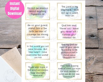 24 ausdruckbare Bibelstellen-Notizen • Christliche Bastelmaterialien • Neutrale Bibelverskarten • Sofort-Download