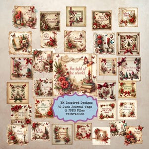 Vintage Christmas Bible Verse Tags: Printable Scripture Ephemera (Digital Download