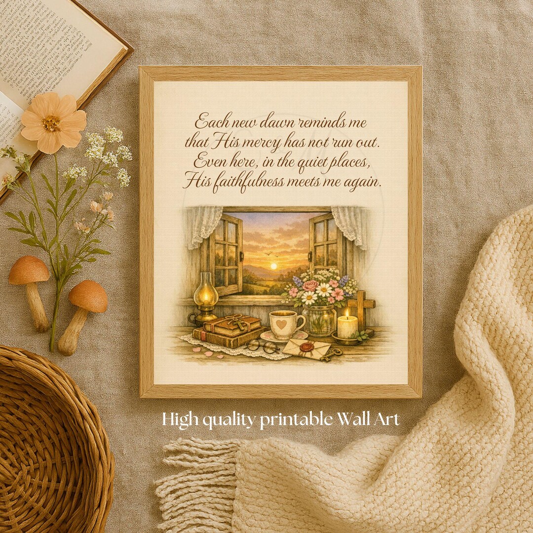Cottage Scripture Image Christian Cottagecore Wall Art Printable, Sunrise Window Scripture ...