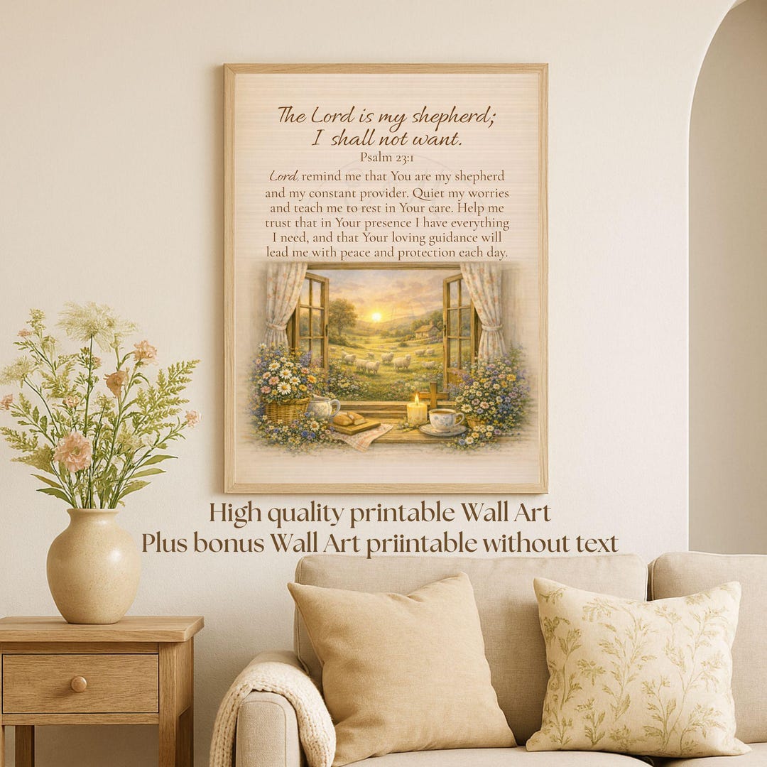 Psalm 23 Wall Art Printable • the Lord is My Shepherd • Christian ...