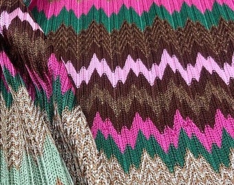 Zigzag Knit Jersey fabric, Shiny Luxury Fabric, italian zigzag, dress, shirt, craft, blouse,  Desing Fabric by the yard