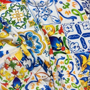 Luxury Majolica Pattern Fabric by the Yard