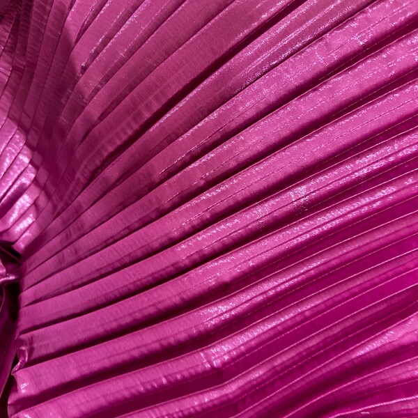 Shiny Pleated Fabric, Pink Silky Satin Pleated fabric