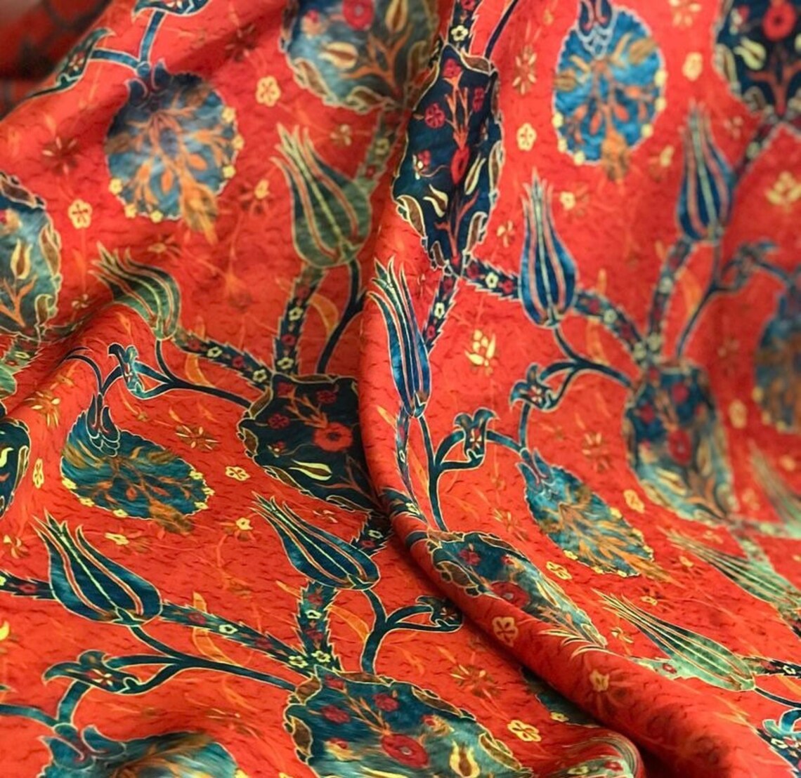 Orange Crepe Ottoman Muster Stoff Bulk Stock und halb Meter Etsy