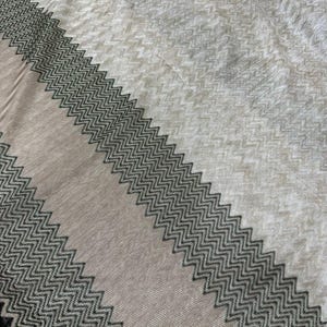 Gray Zigzag Knit Jersey Fabric with Green Glitter Breathable Mesh Material