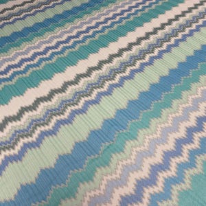 Aqua Blue and Mint Green Zigzag Pattern Woven Fabric