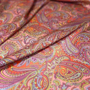 Paisley Pattern Fabric, Pink and Red Fabric By The Yard