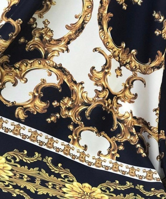 Barok patroon zijdeachtige crêpe stof hoge kwaliteit Etsy België