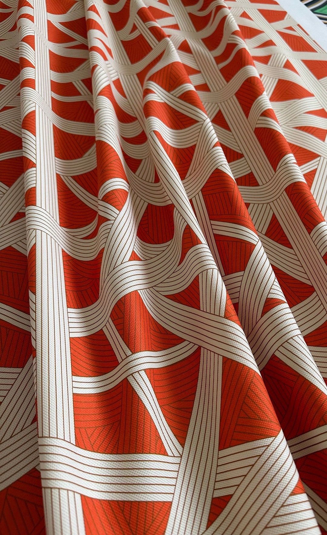 Geometric Pattern Upholstery Fabric Orange Chevron Fabric Etsy