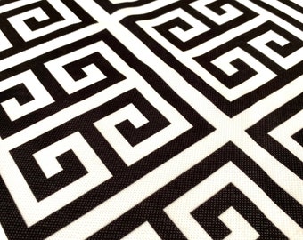 Greek key print Fabric, Black white Upholstery Fabric, Digital print fabric, outdoor , runner, curtain, tablecloth, handbag fabric