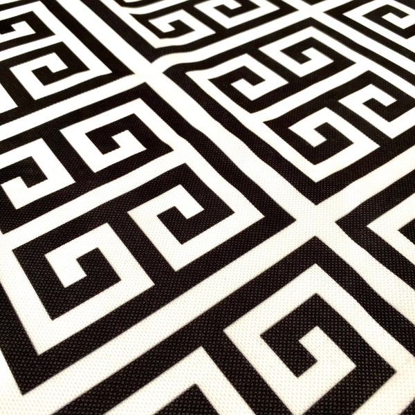 Greek key print Fabric, Black white Upholstery Fabric, Digital print fabric, outdoor , runner, curtain, tablecloth, handbag fabric