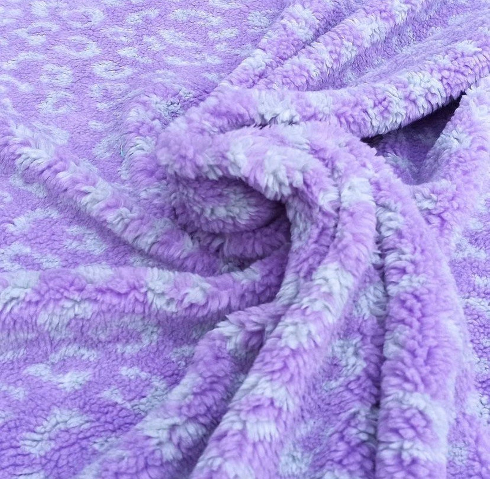 Sherpa Faux Fur fabric Lilac Leopard Pattern Fabric Soft Etsy