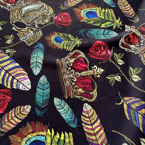Silky Crepe Fabric, Human Skull Pattern Fabric, High Quality Fabric by ...