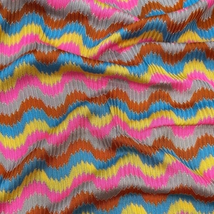 Luxury Zigzag Knit Jersey Fabric in Pink Blue Chevron Design