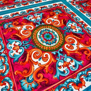 Sicilian Caretto Pattern Fabric - Vibrant Italian Textile for Crafting and Upholstery