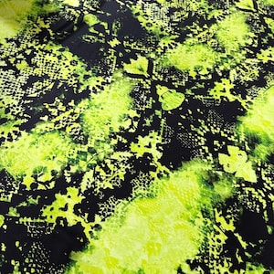 Neon Green Spandex Fabric - Abstract Pattern