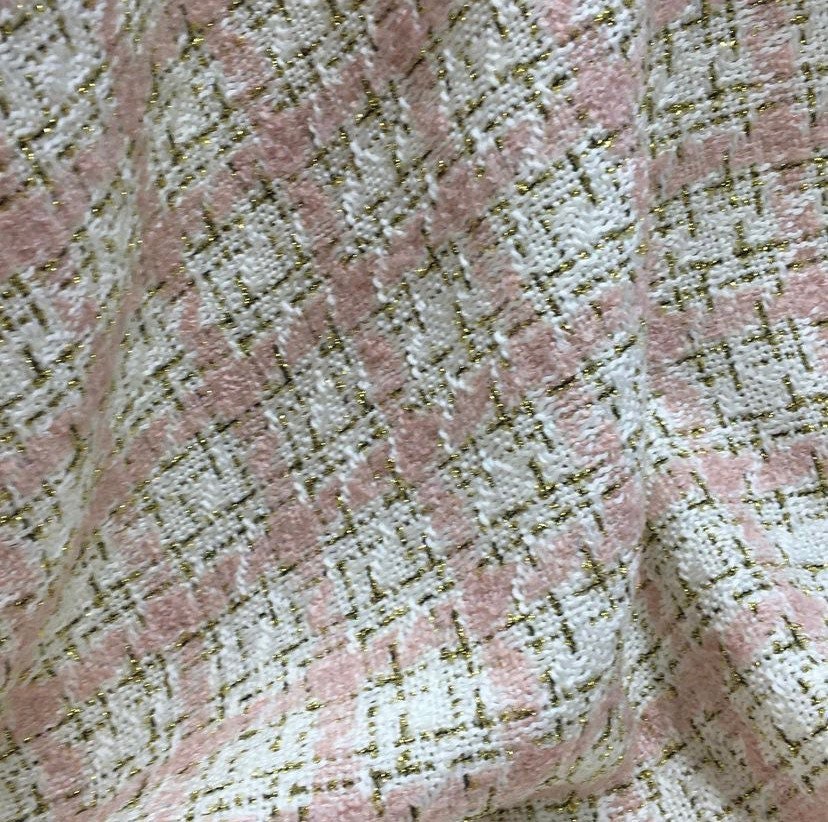 Pink White Tweed Fabric Wool Tweed Fabric for Clothing by | Etsy