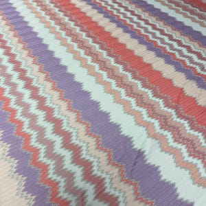 Purple and Coral Zigzag Woven Fabric with Metallic Accents