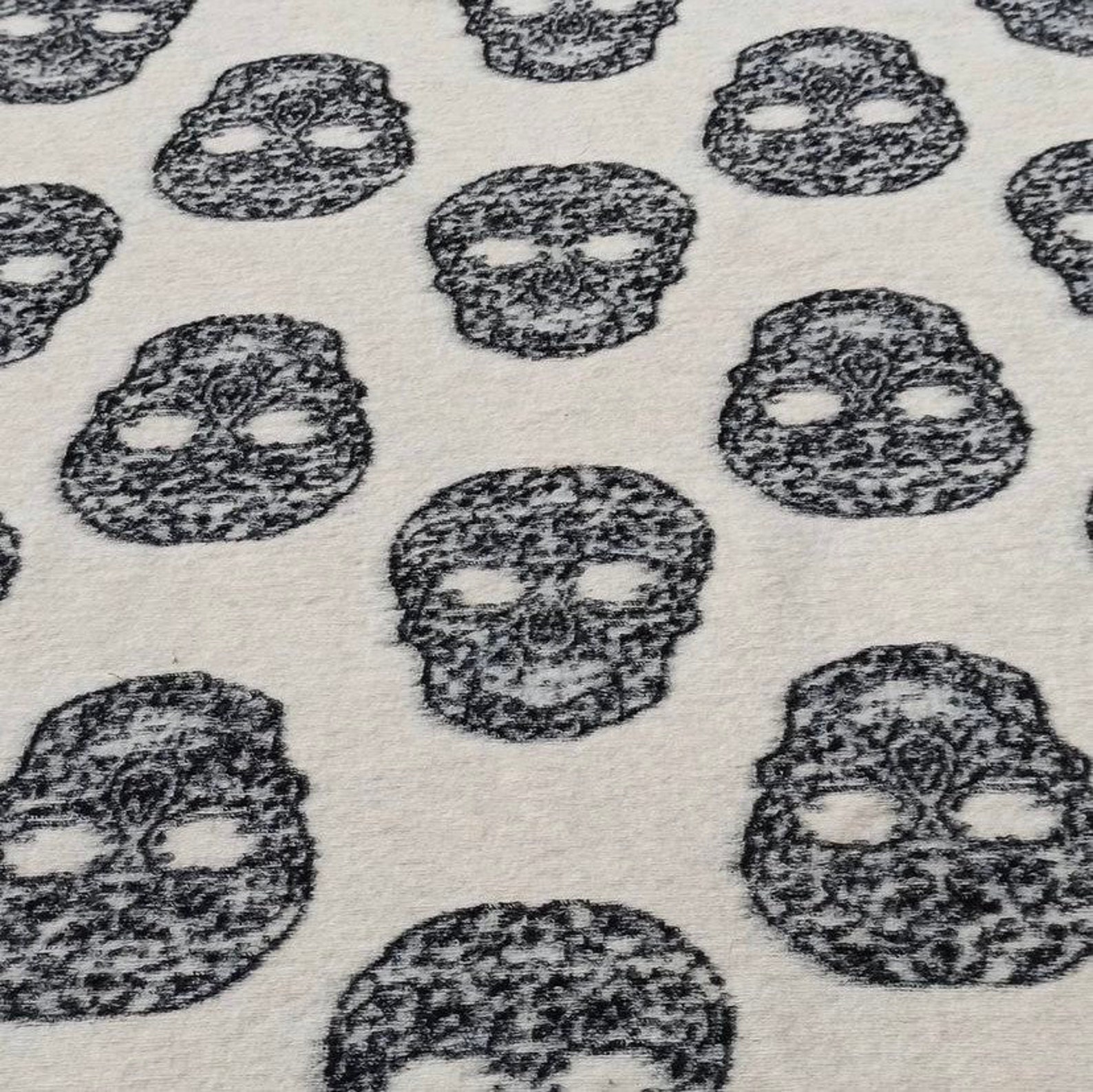 Skull Pattern Upholstery Fabric Off Whote Boucle fabric | Etsy