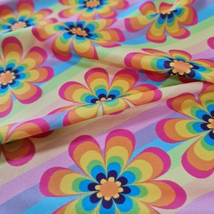 Spandex Fabric, Flowers pattern fabric, Rainbow color fabric