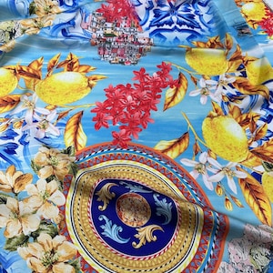 Majolica Sicilian Print Fabric - Decorative Fabric by the Yard