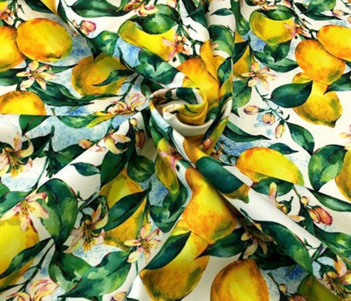 Lemon Print Upholstery Fabric Digital print fabric Etsy