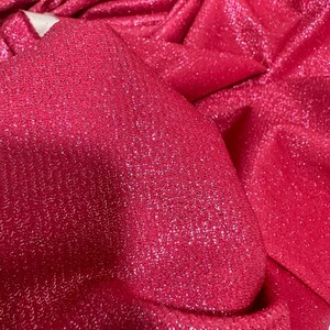 Fuchsia Glitter Lurex Fabric - 4-Way Stretch Barbie Color