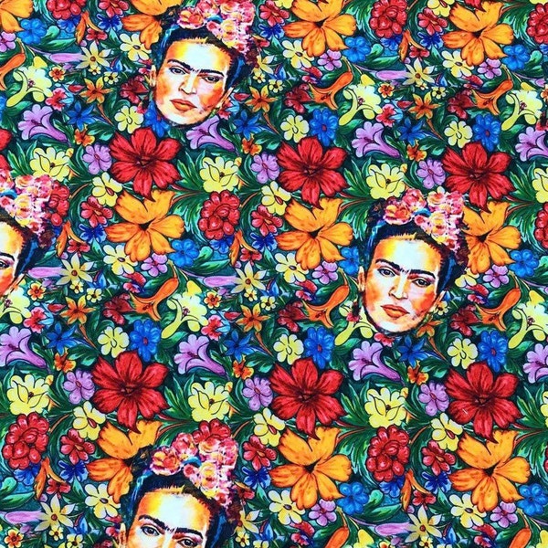 Frida Fleurs Imprimer Tissu rembourrage, Tissu d’impression numérique, rideau de coureur extérieur sacs d’oreiller tissu