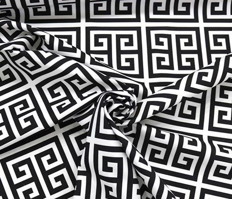 Greek Key Print Fabric Black White Upholstery Fabric Digital | Etsy