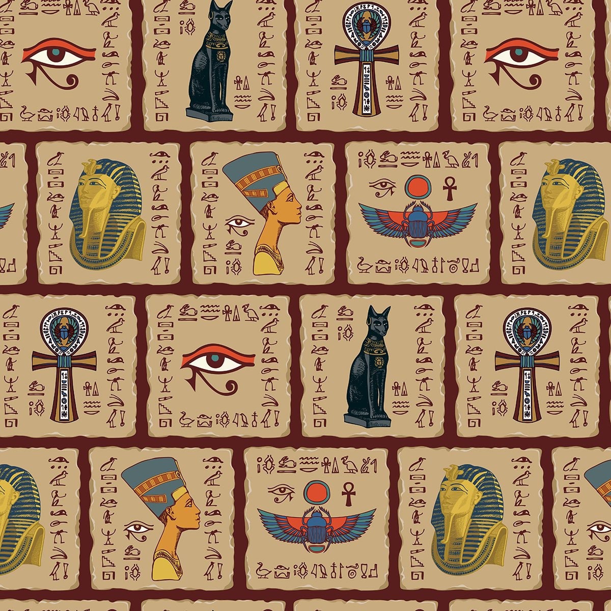 Egyptian Print Upholstery Fabric Digital print fabric Etsy