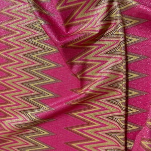 Pink Zigzag Knit Fabric - Lurex 4-Way Stretch Fabric