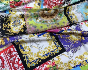 Baroque Pattern Fabric - Multicolor Fabric by the Yard