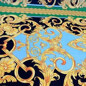 Baroque pattern fabric, Silky Crepe Fabric , Fabric by the yard, Panel Fabric 150*100cm // 1.64 * 1.09 yard