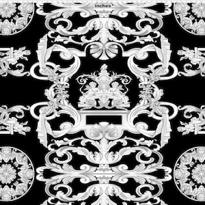 Silver Baroque Black Fabric - Elegant Patterned Textile