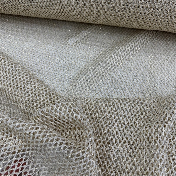 Gold Fish net Mesh Fabric, Shimmer Mesh Fabric