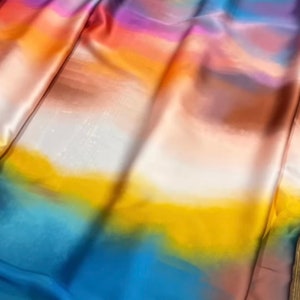 Tie dye Pattern Silky Satin Fabric, by the yard
