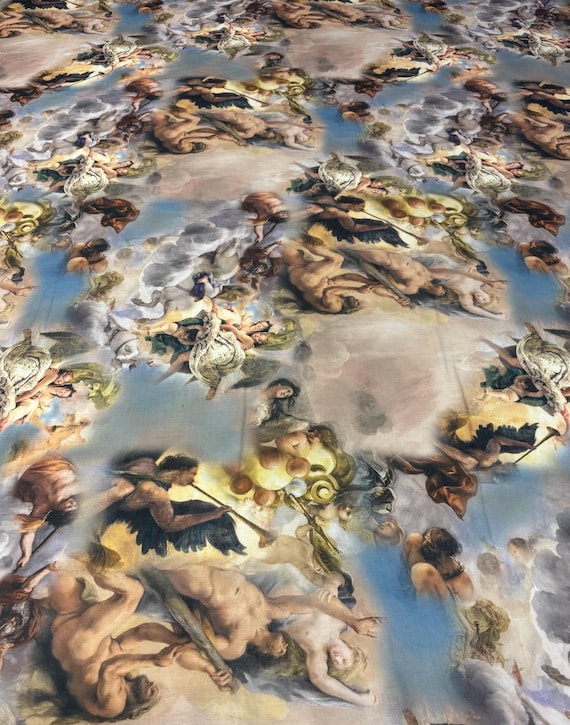 Angel Print Fabric - Floral Pattern Fabric by the Yard