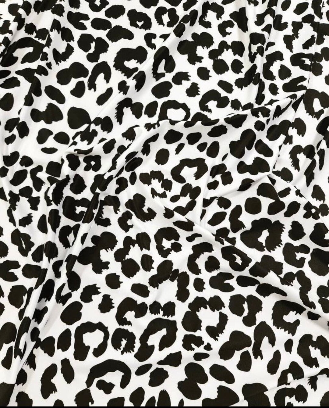 Leopard Print Fabric, Black White Spandex 4-way Stretch Fabric