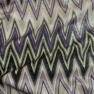 Purple Zigzag Knit Fabric - 4-Way Stretch Lurex Fabric