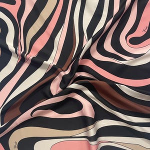 Pink Retro Swirl Fabric – Abstract 70s Style Pattern by the Metre