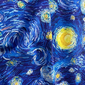 Van Gogh Inspired Fabric by the Yard - Artistic Textile for Crafting