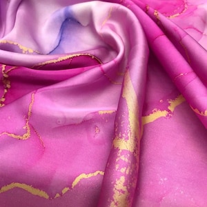 Tie dye Pattern Silky Satin Fabric,  Desing Fabric by the yard