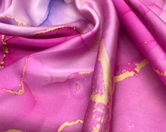 Tie dye Pattern Silky Satin Fabric,  Desing Fabric by the yard
