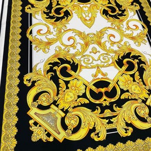 Baroque Silky Crepe Fabric - Elegant Patterned Fabric by the Yard 150x100cm