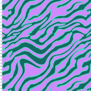 Tiger Pattern Fabric, spandex 4-way stretch fabric, Green purple exotic animal pattern fabric