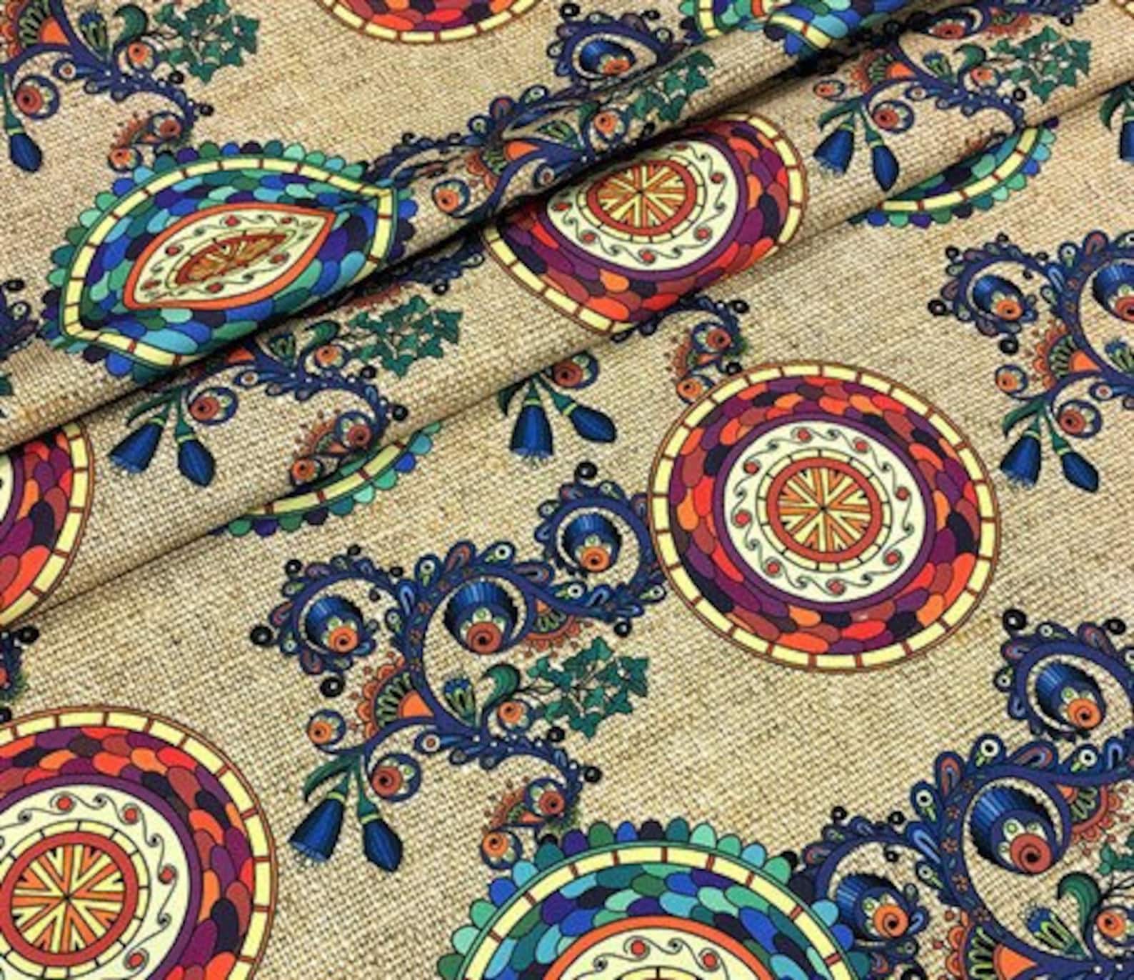 Ethnic Jut pattern Upholstery Fabric Mandala pattern fabric Etsy