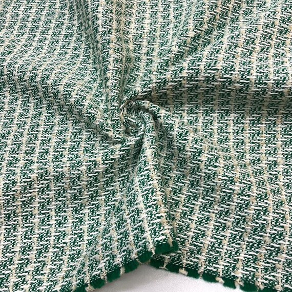 Green White Tweed Fabric Cotton Tweed Fabric for Clothing by the